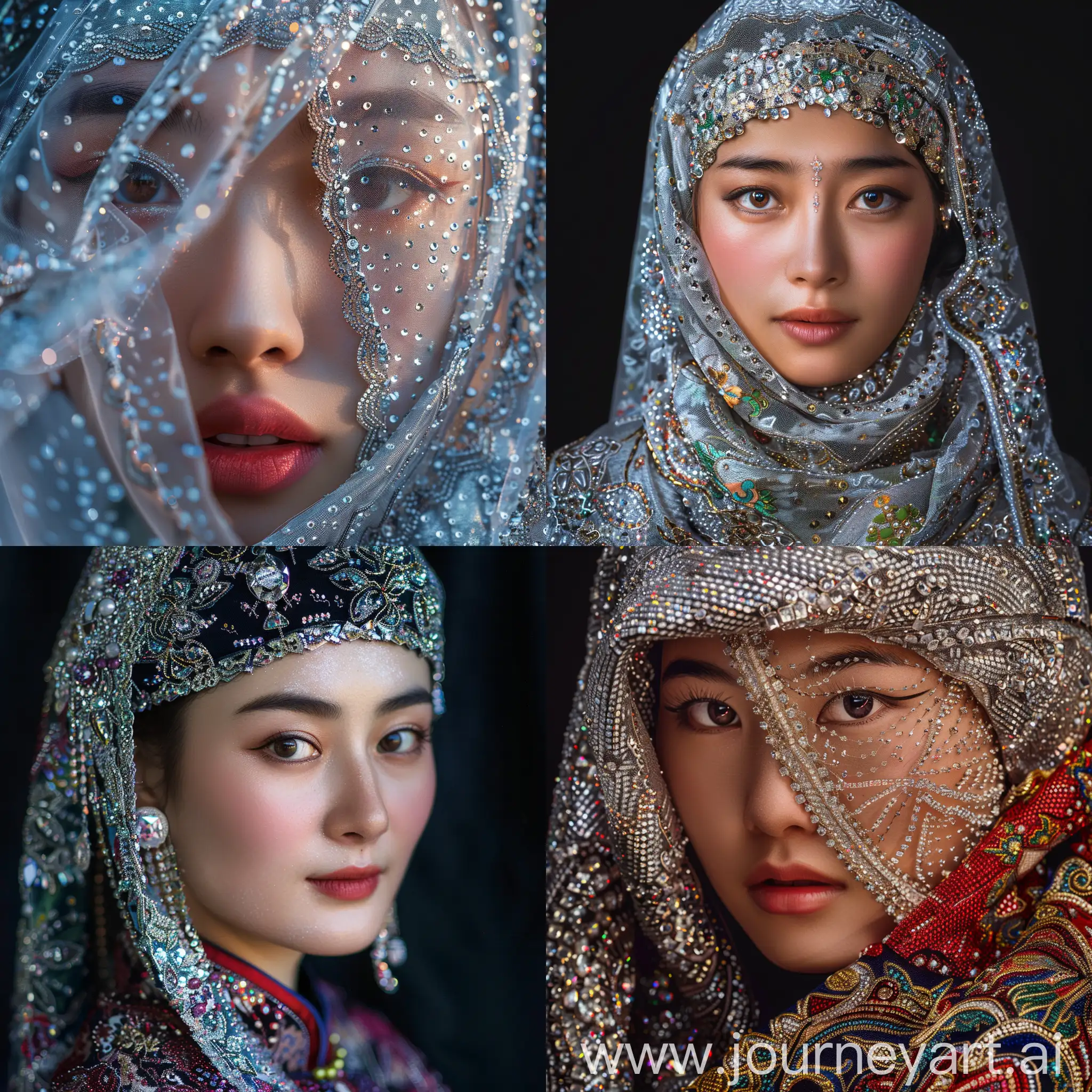 UHD Asian Chinese Uyghur beauty, diamond face portrait, 512x512, no face obscured, --v 6.0 