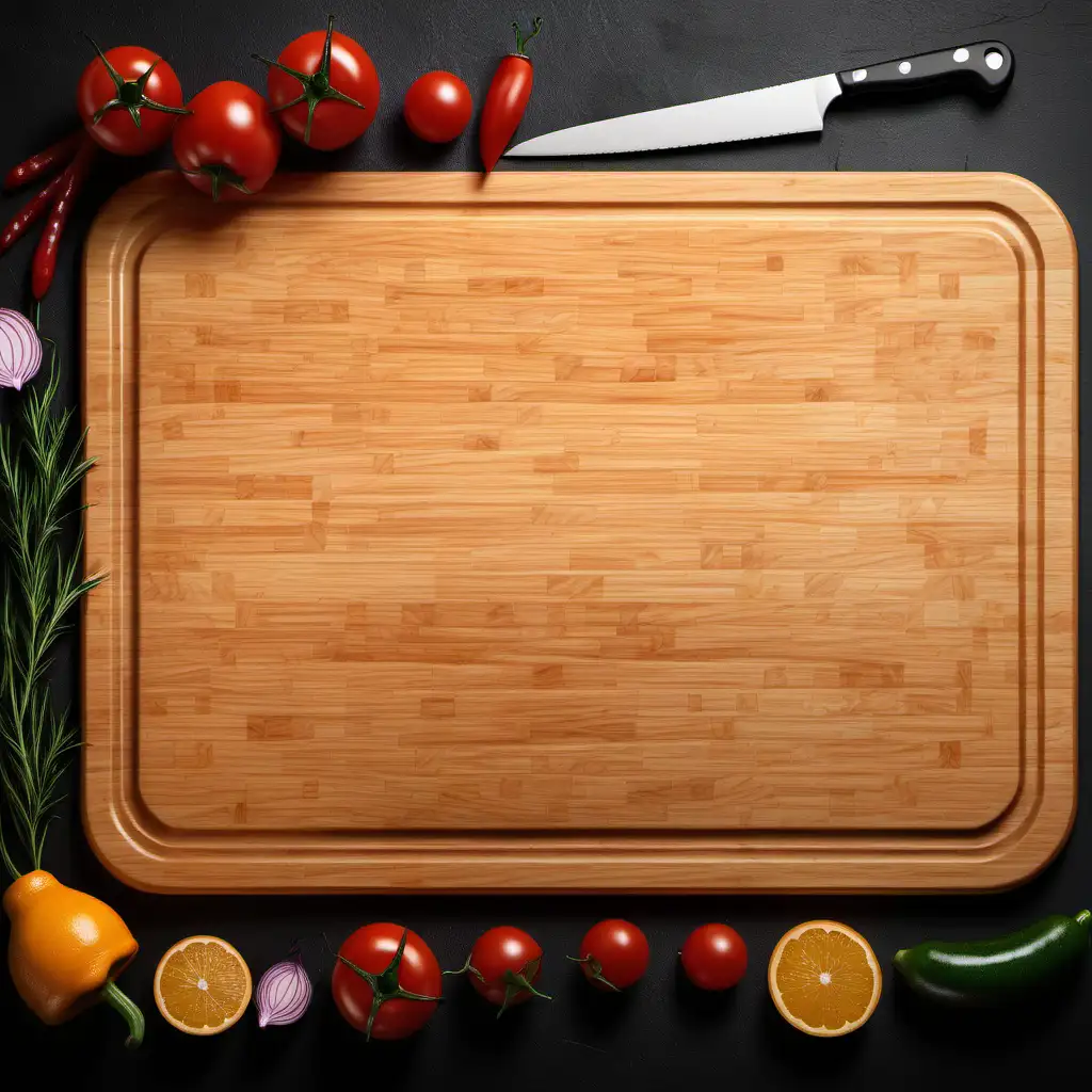 Vibrant Kitchen Scene with Cutting Board Background