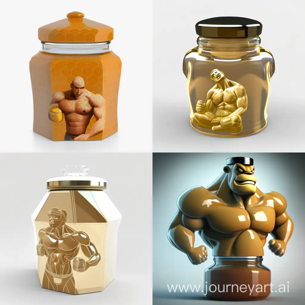 Powerful-Anthropomorphic-Honey-Jar-Boxer-Displaying-Strength