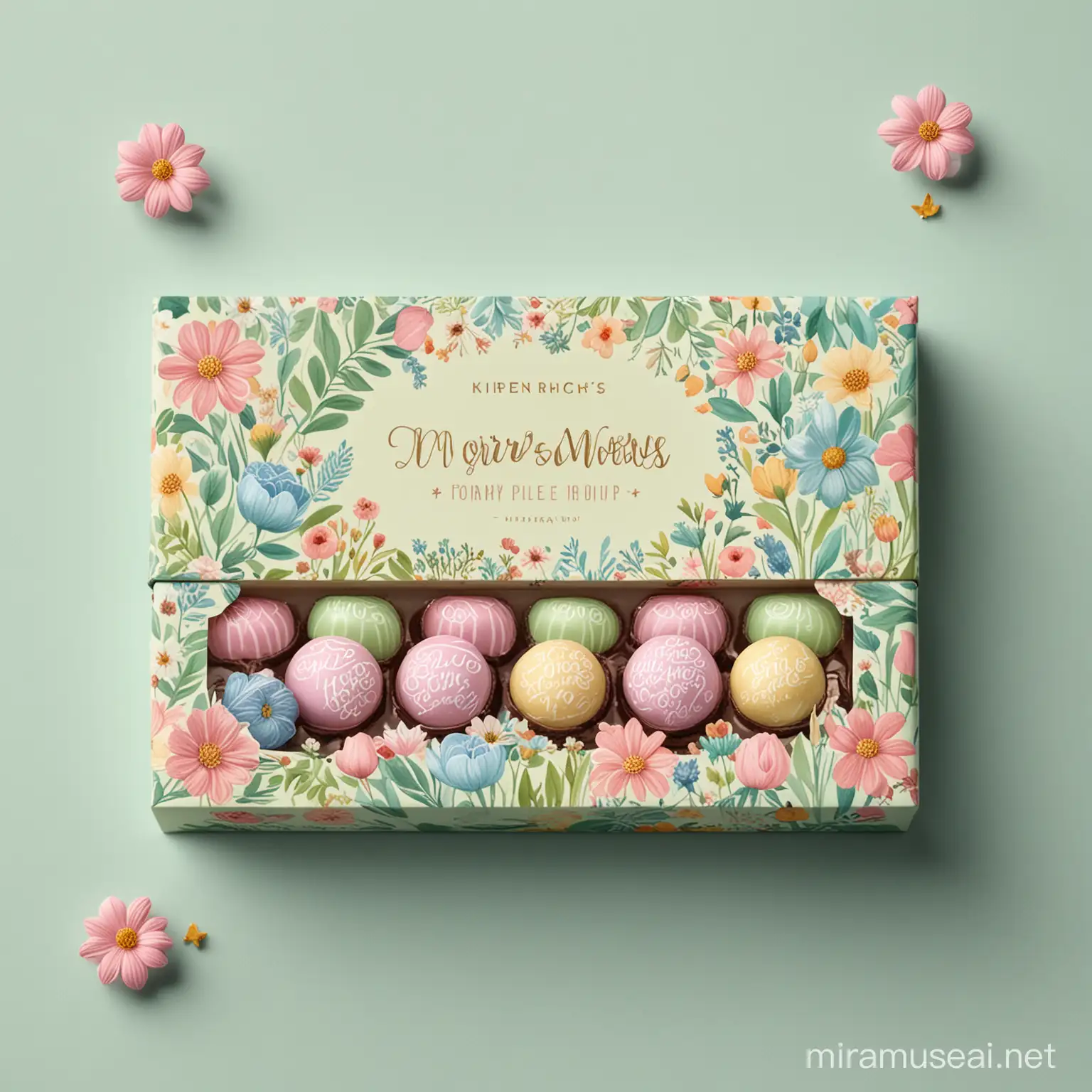 Pastel Mothers Day Chocolate Bonbons with Gardenthemed Packaging