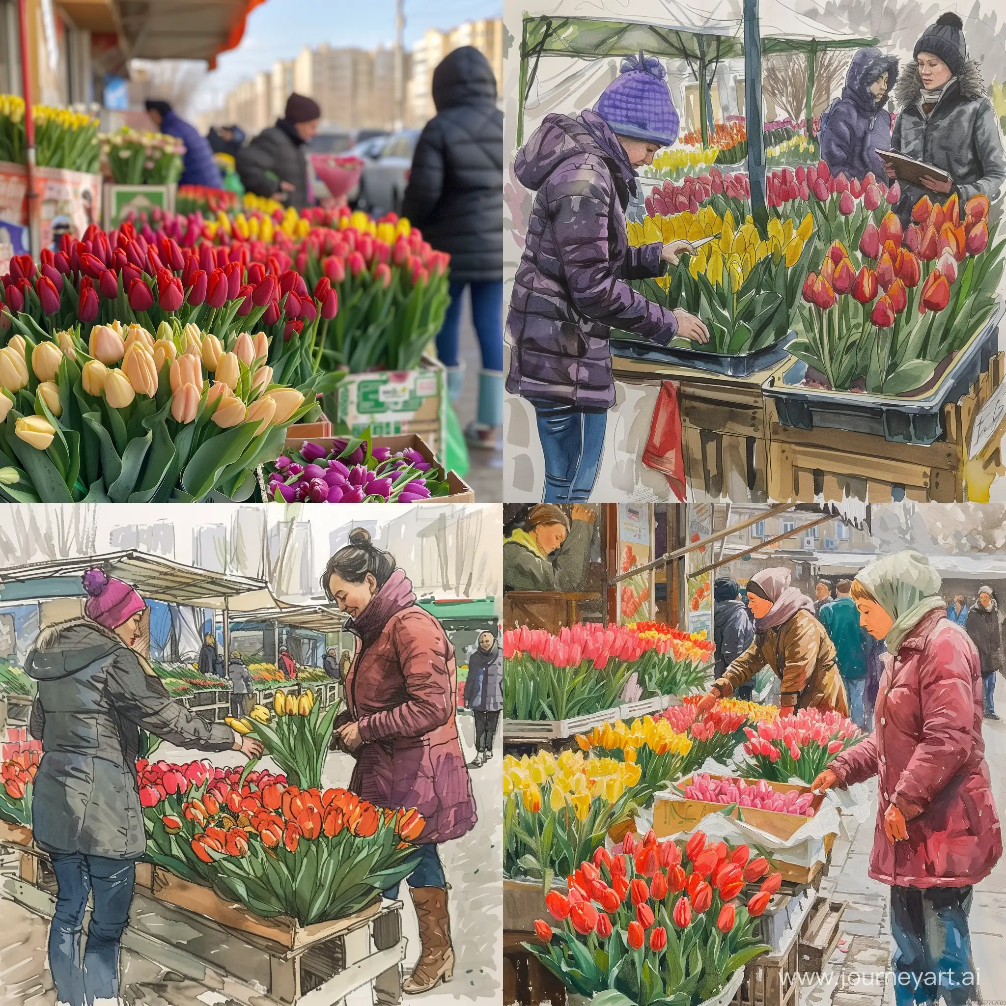 Vibrant-Tulip-Market-in-Astanas-Urban-Landscape