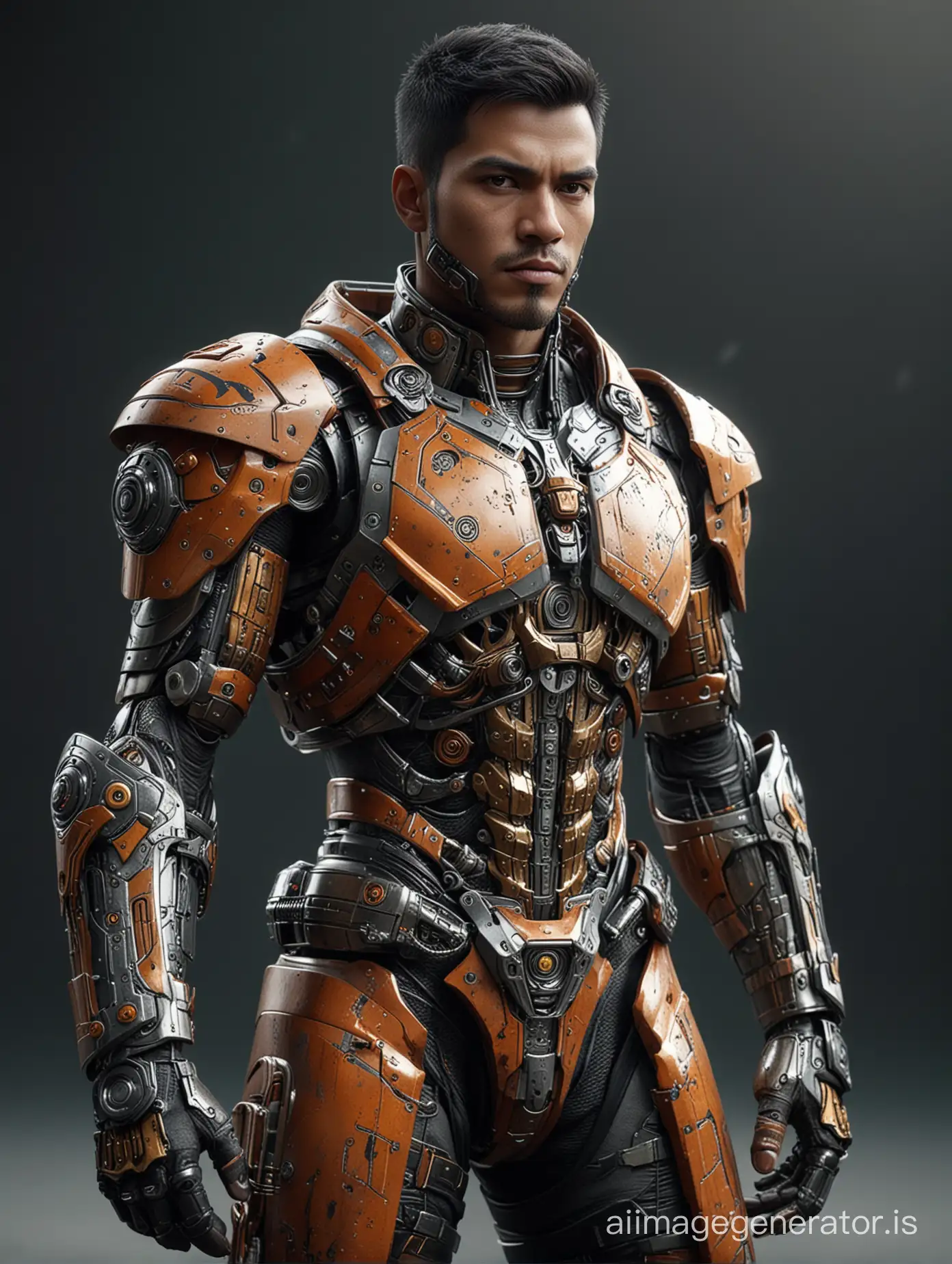 Full length, Advanced Cyborg handsome Indonesian France male Warrior, Mixed Materials, Chaotic, Ceramic and Metal Materials, Colorful, Front View, POV, Symetrical, Ultra Realistic, High Extraordinary, Ultra Sharp, Award Winning Photography, Perfection, 64K, HD, Cinematography, Photorealistic, Epic Composition Unreal Engine, Exquisite Details, Intricate Cinematic, Color Grading, Ultra-Wide Angle, Depth of Field, Hyper-Detailed, Hyper-Realistic, Beautifully Colored, Insane Detail,