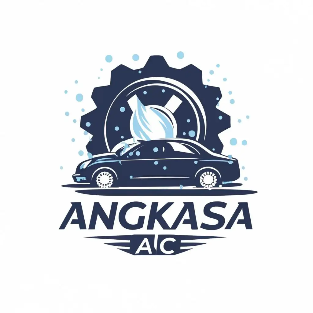 logo, Gear snow cool and car, with the text "ANGKASA AC", typography, be used in Automotive industry