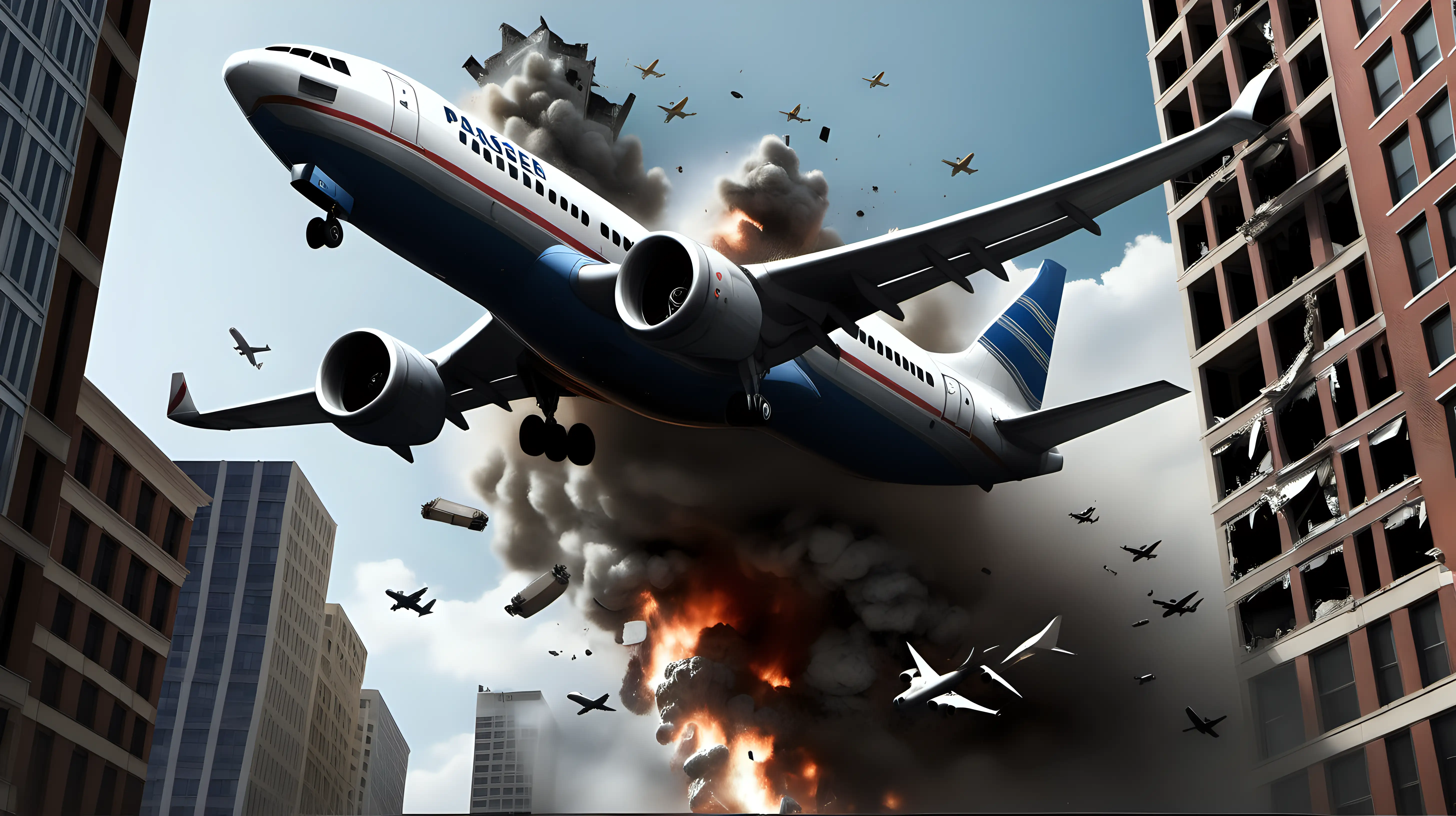Passenger Plane Crash into Urban Buildings