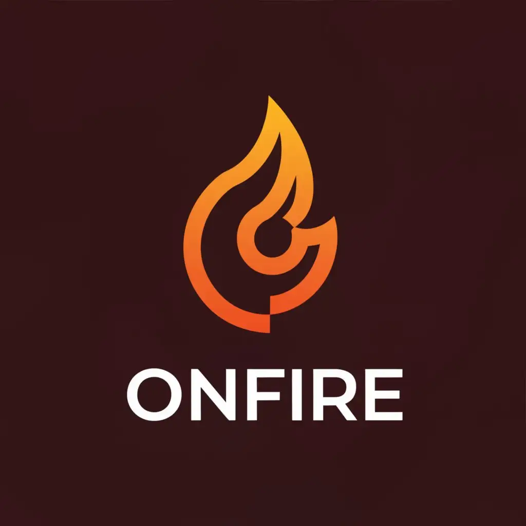 a logo design,with the text "Onfire", main symbol:Fire burns,Minimalistic,clear background