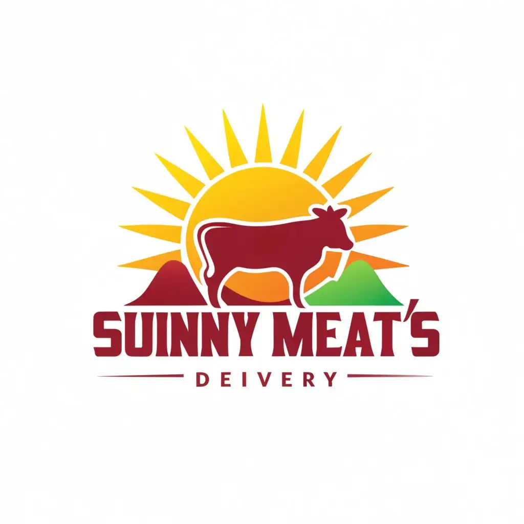 LOGO-Design-For-Sunny-Meats-Delivery-Vibrant-Sun-with-Bold-Cow-Silhouette-on-Clear-Background