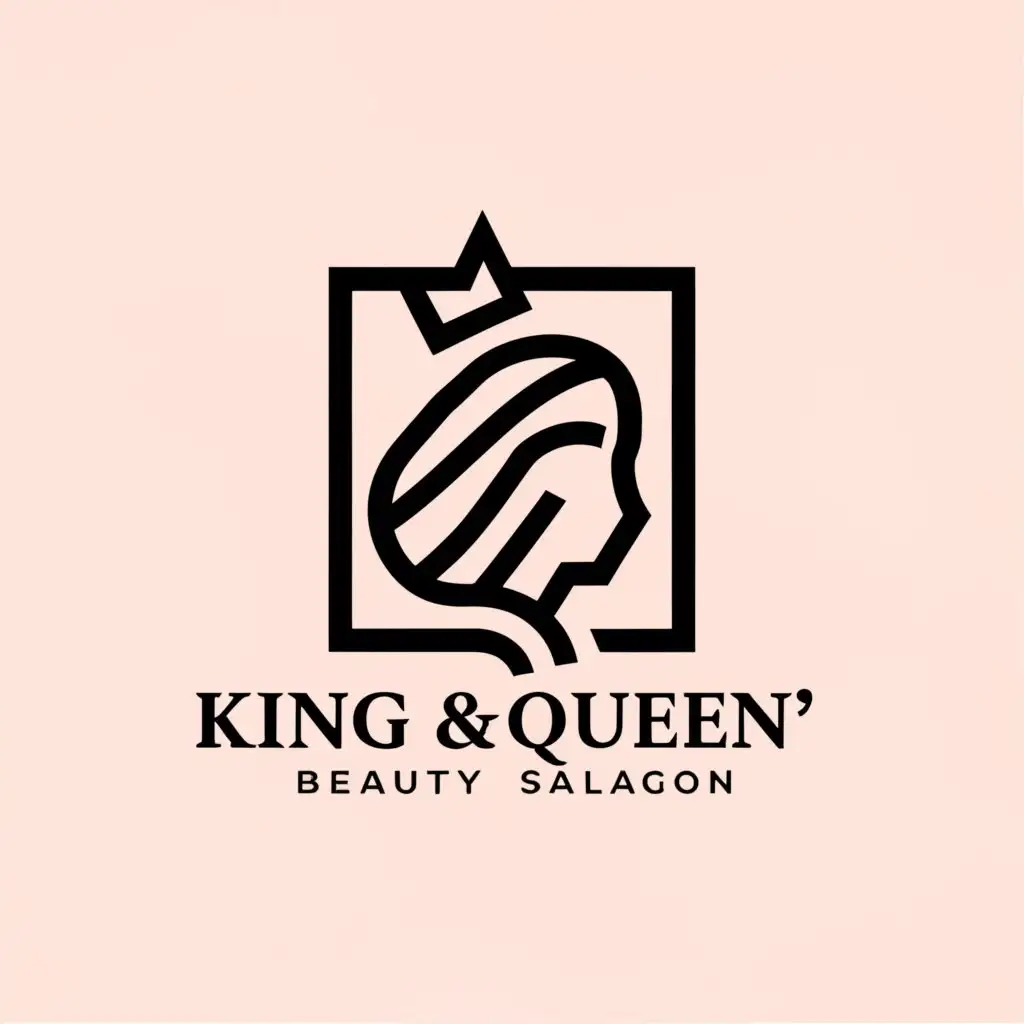 a logo design,with the text "King & Queen Beauty Saloon", main symbol:KQ with unisex hair,Moderate,clear background
