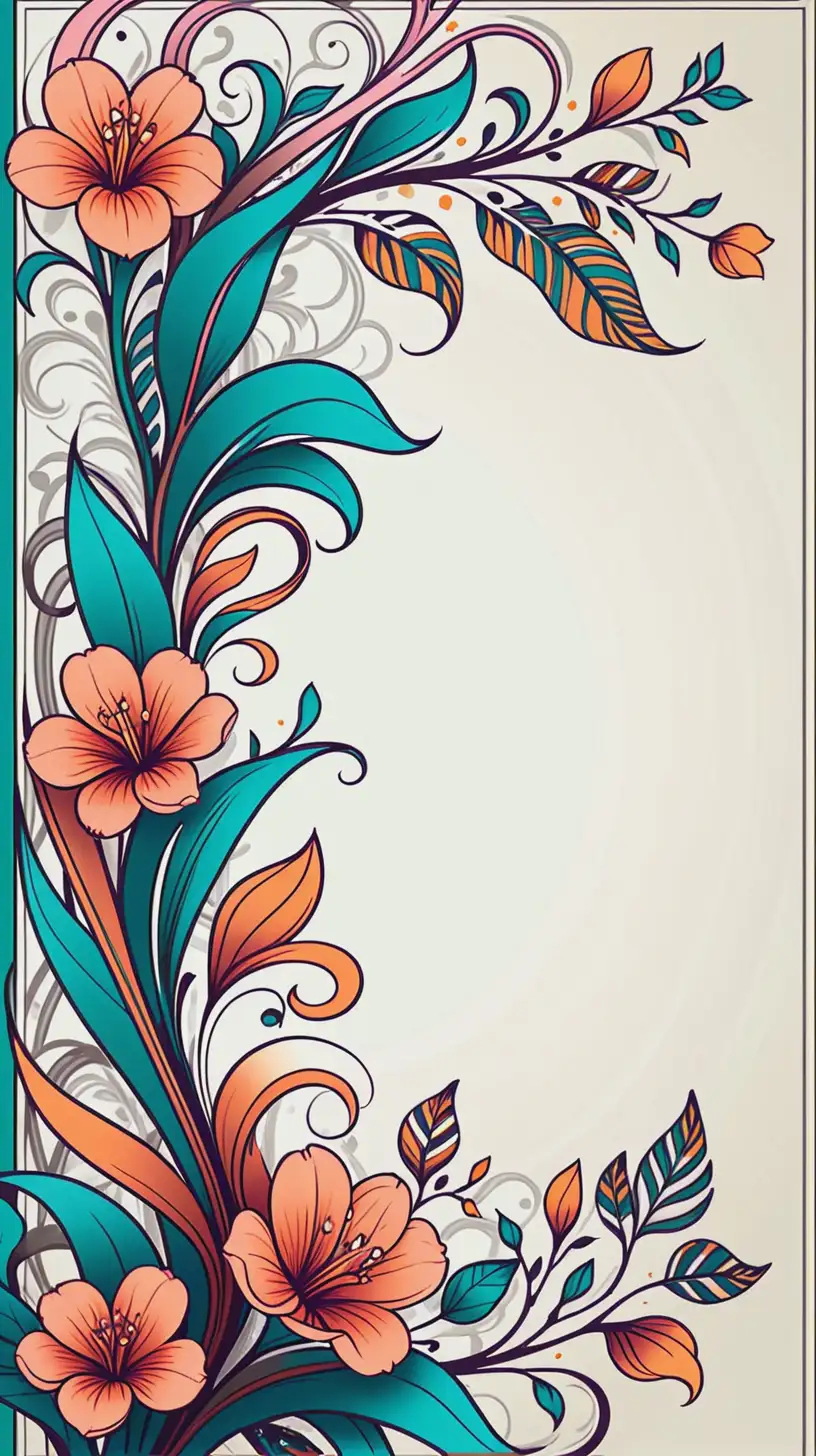 Graceful Abstract Line Art with Colorful Background Border