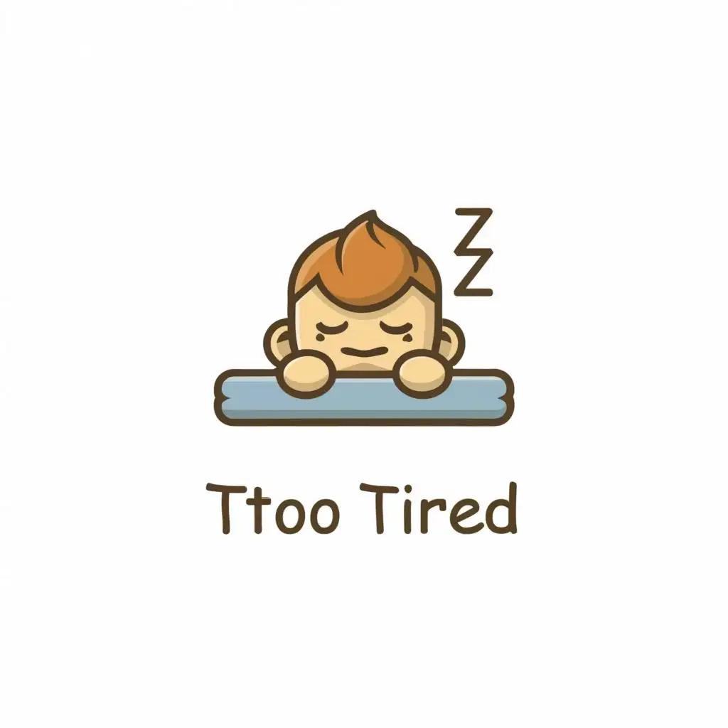 LOGO-Design-for-Too-Tired-Cartoon-Mans-Head-Sleeping-on-Text-with-a-Comforting-and-Relatable-Retail-Brand-Theme