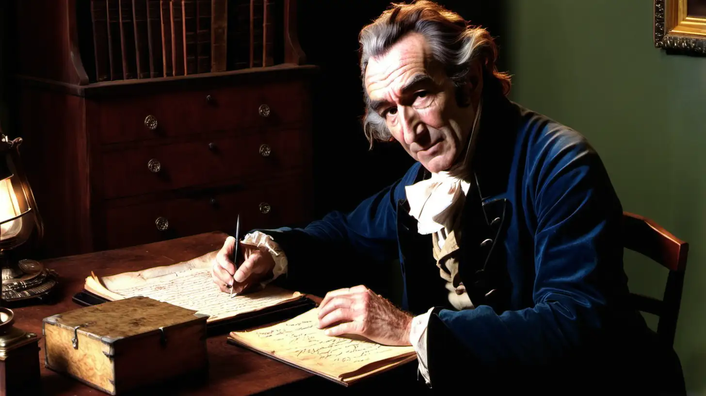 Thomas Paine Writing Revolutionary Pamphlets at His Desk