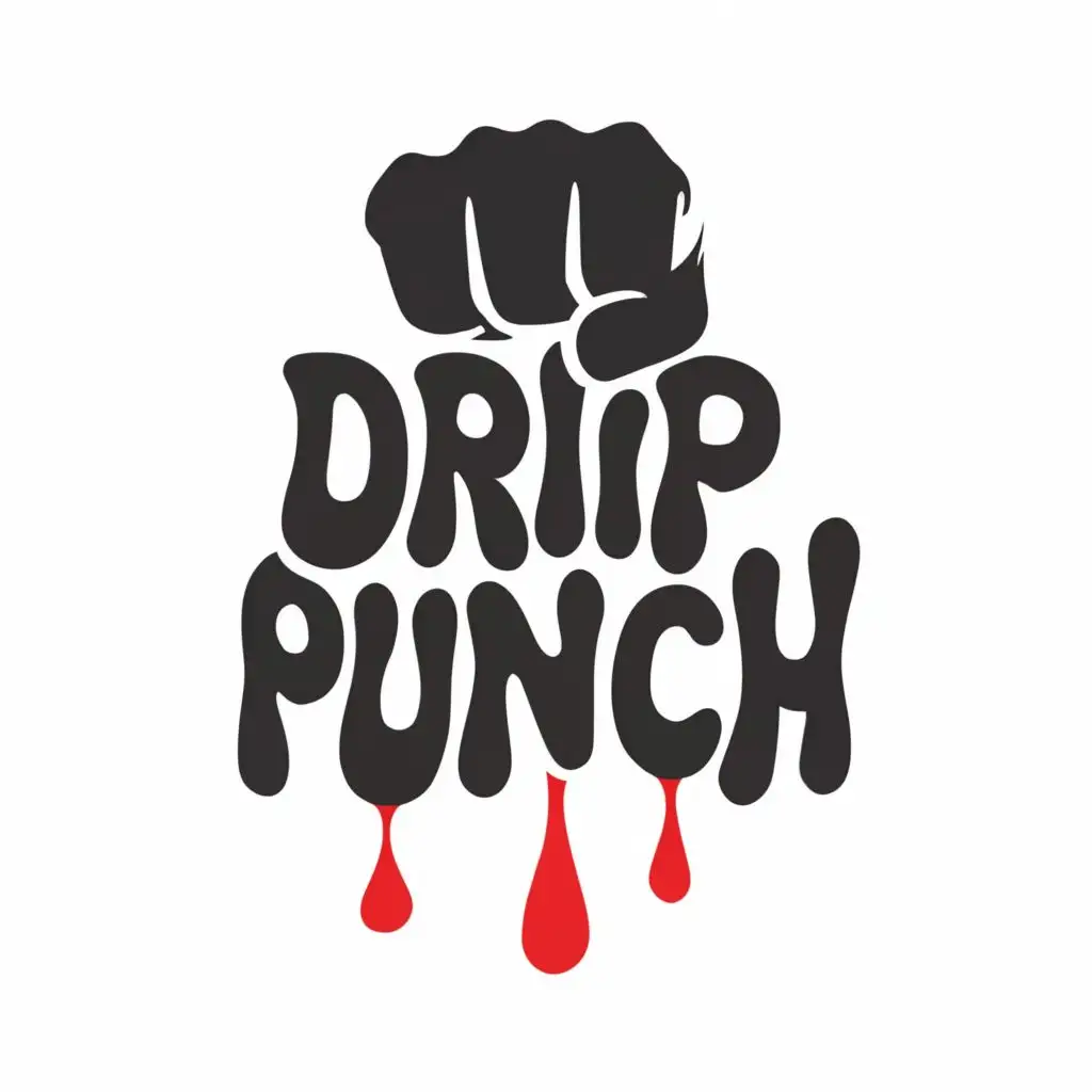 a logo design,with the text "DRIP PUNCH", main symbol:drip, fist,complex,clear background