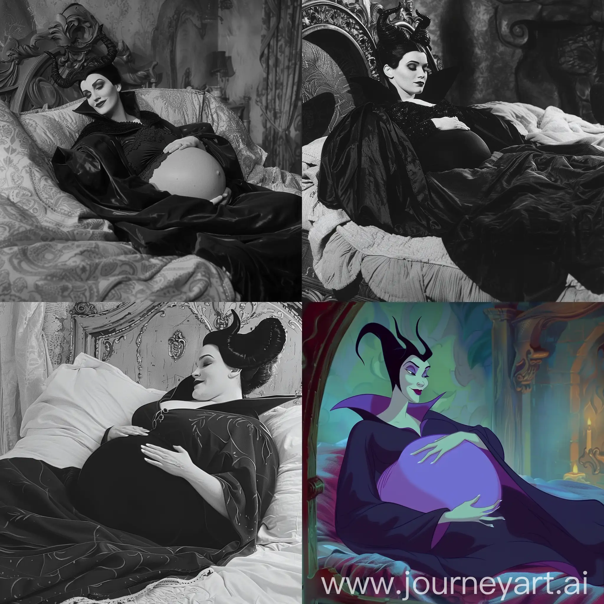 Maleficent-Pregnant-Resting-in-Bed-with-a-Large-Belly