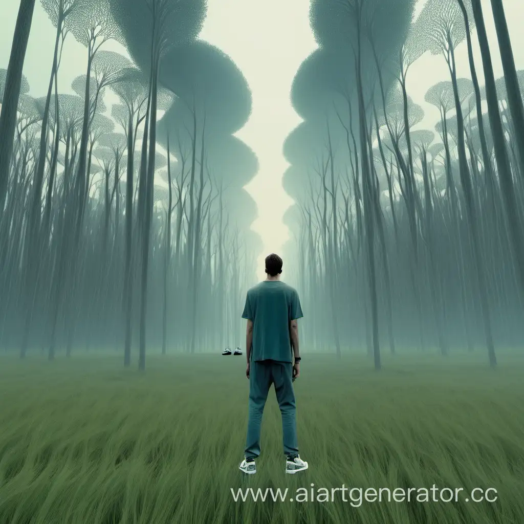 Tall-Man-in-Stylish-Sneakers-Stands-Amidst-Spinal-Forest-Landscape