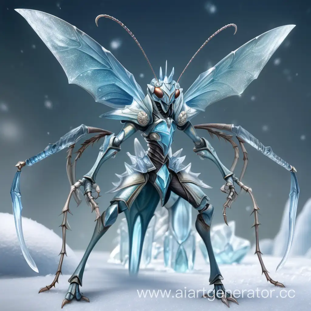 Mystical-IcicleSpiked-Insect-Warrior-with-Silver-Halberd-and-Dark-Mace