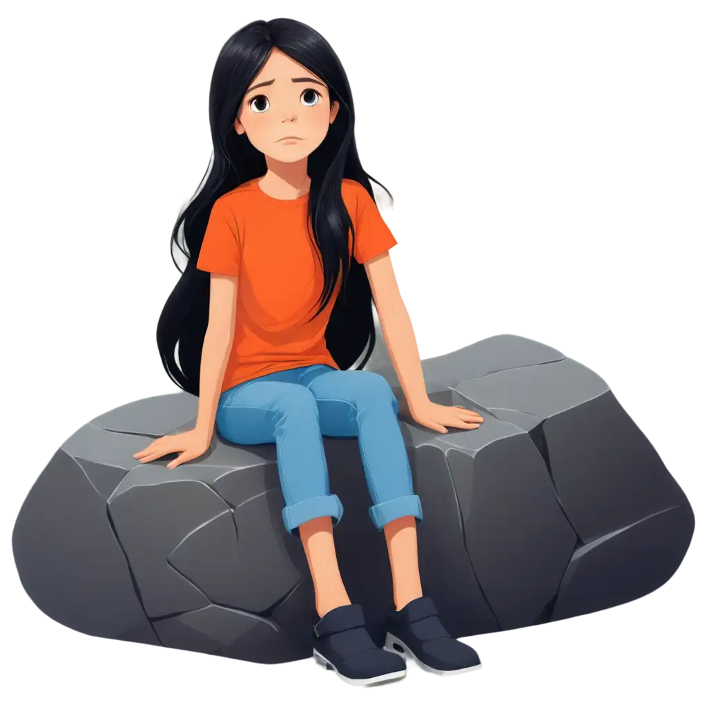 Beautiful-Sad-Little-Girl-PNG-Illustration-Depiction-of-a-Tearful-Girl-with-Hazel-Eyes-in-Orange-TShirt