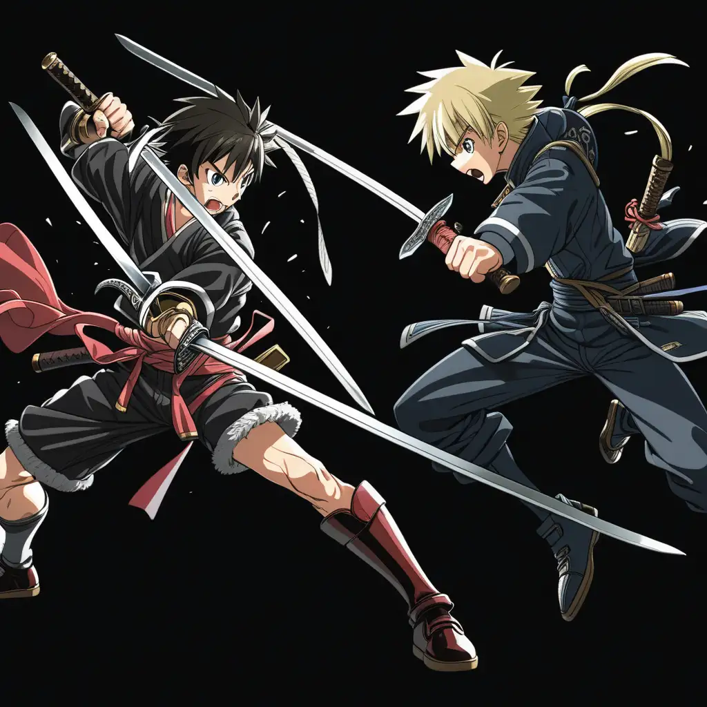 Epic Sword Battle of Anime Characters in the Shadows
