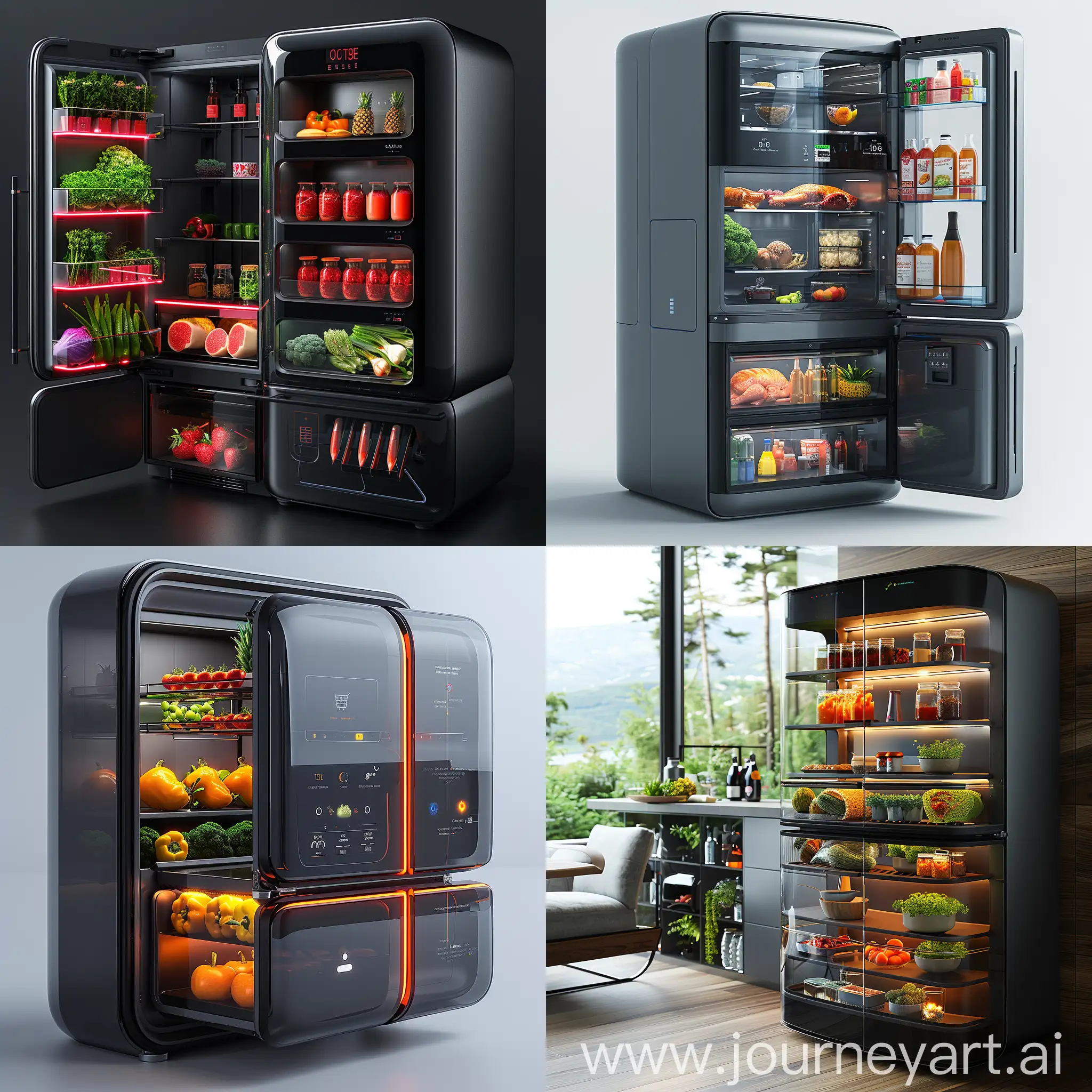 Smart-Home-Integrated-Futuristic-Fridge-with-Touchscreen-Display-and-Food-Recognition