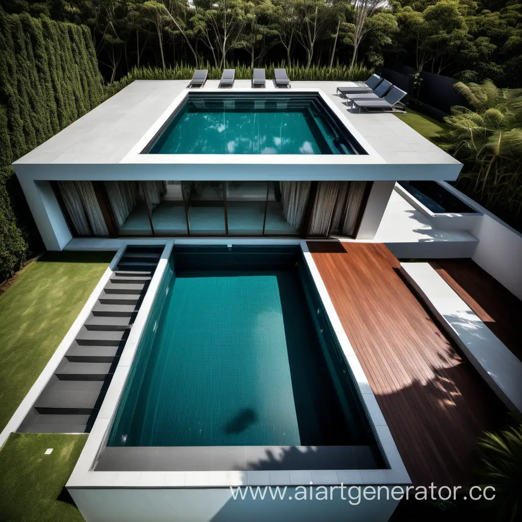 Modern-SingleStory-Home-with-Rectangular-Pool-and-Elevated-Walkway