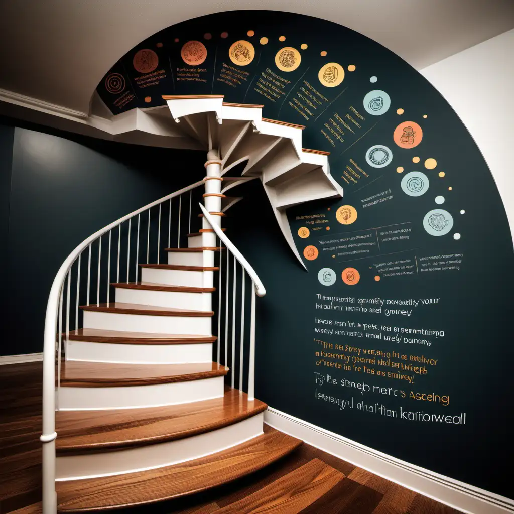 Spiral Staircase of Lifelong Learning Motivational Journey with Educational Icons