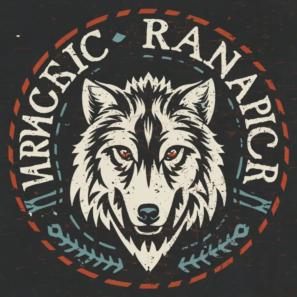 logo, wolf, with the text "Music Ranch Radio", typography