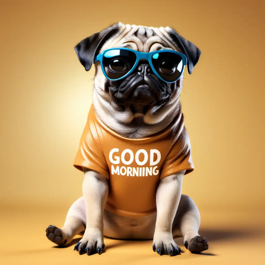Cool Cartoon Pug Greeting with Sunglasses