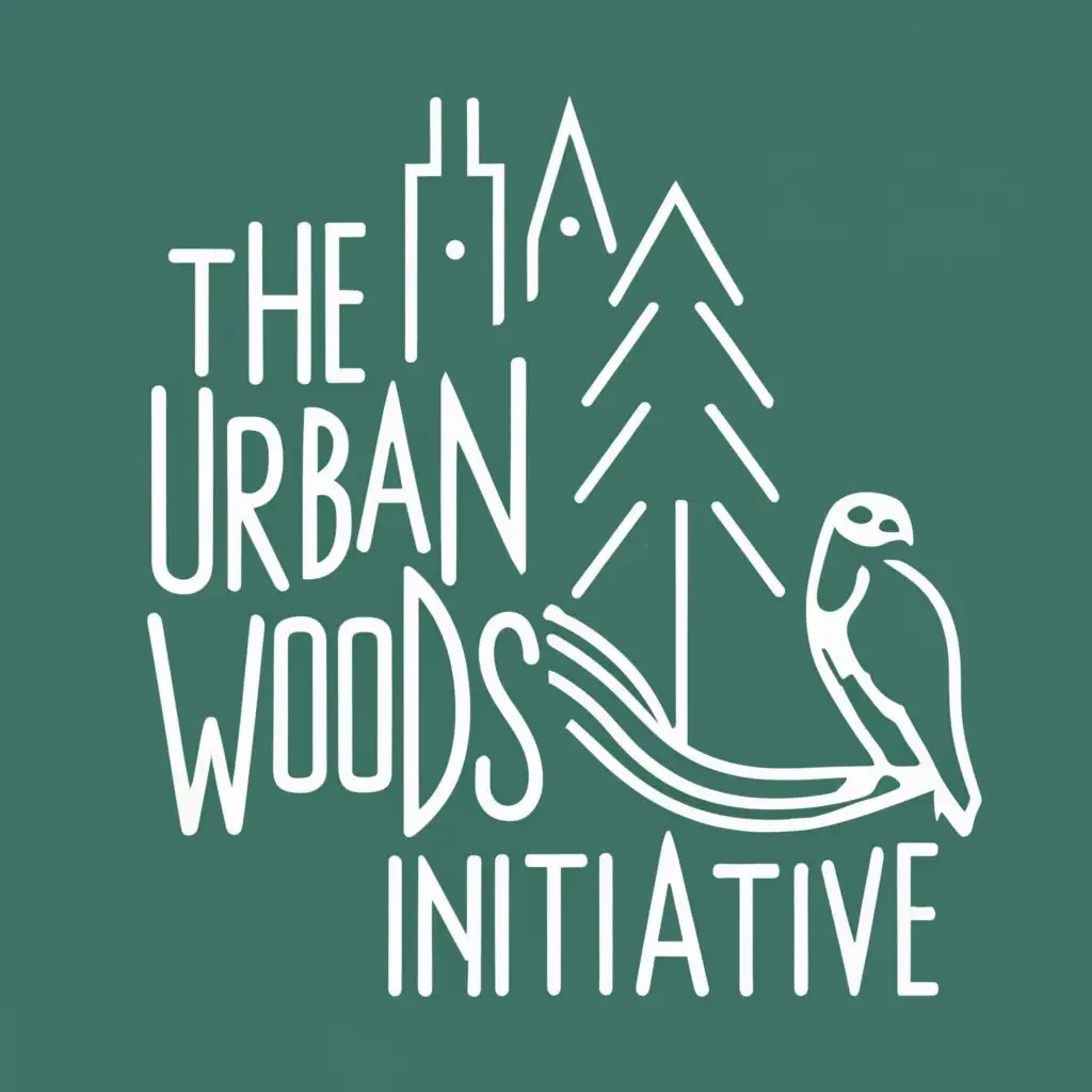 logo, Peregrine, evergreen trees, cityscape, with the text "The Urban-Woods Initiative", typography, be used in Education industry