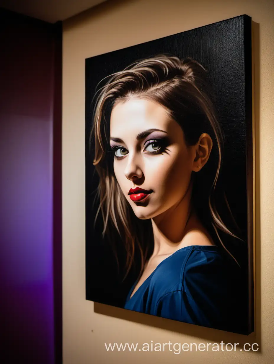 portrait on canvas painting leaning against the wall in the club