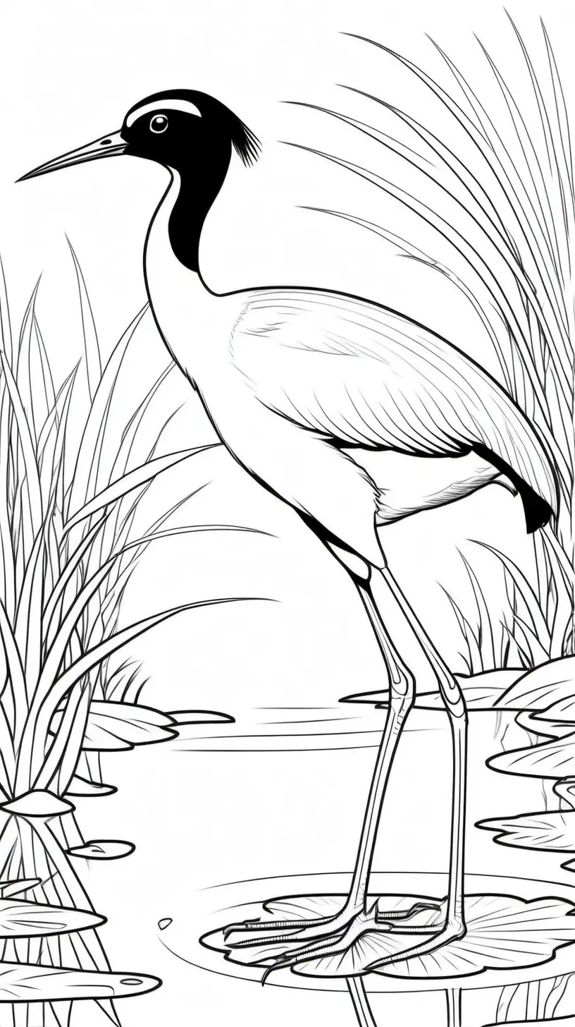 African Jacana Coloring Page for Adults Clean Outlines and Intricate Details