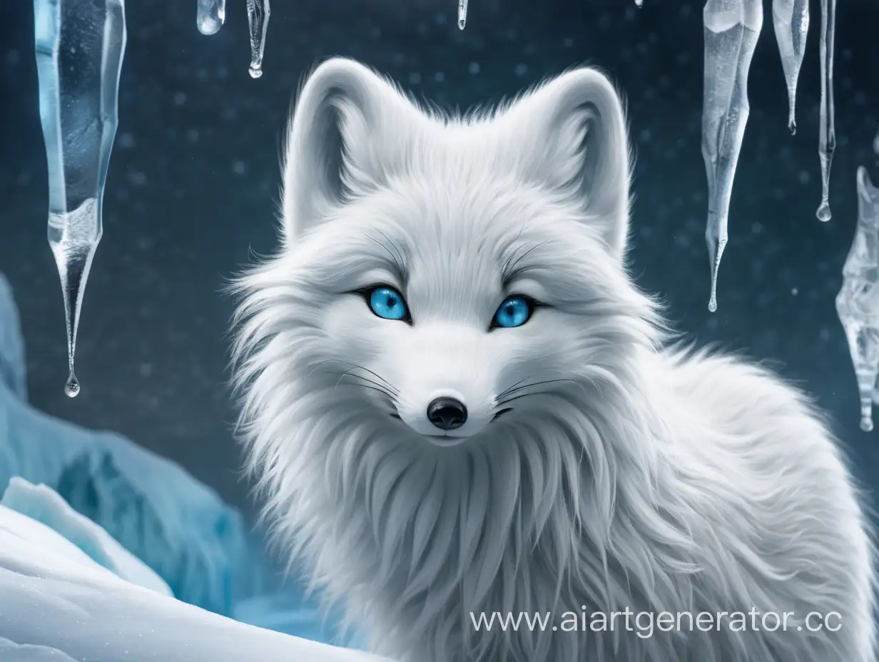antrophomorphic, arctic fox, icy eyes