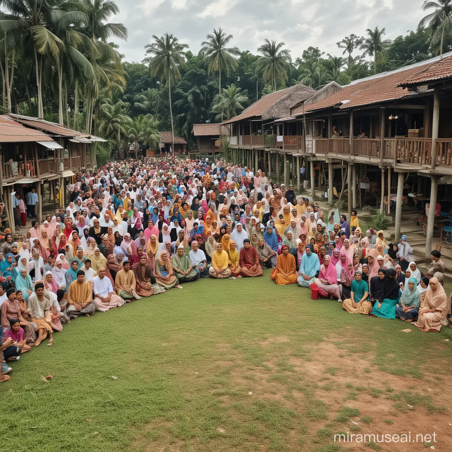 Hari raya gathering at modern kampung village.