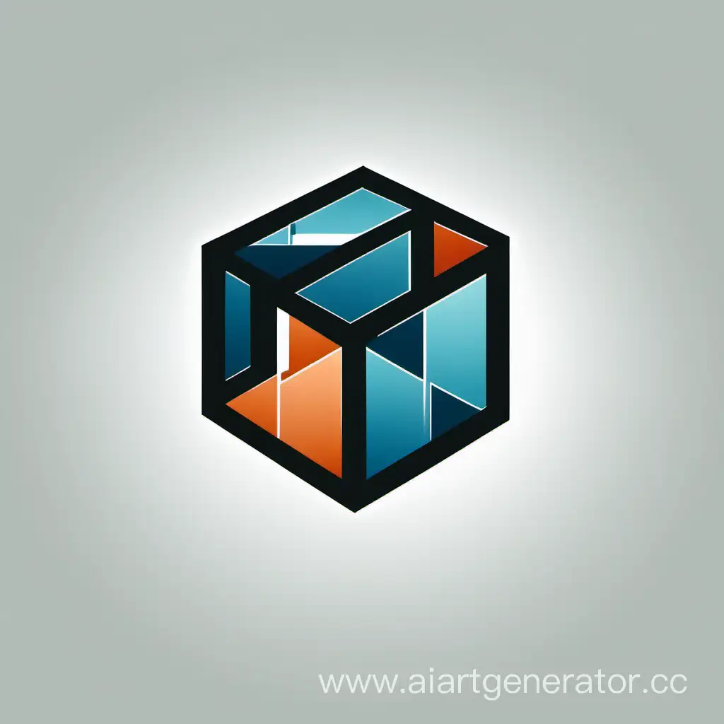 логотип -  кубический дом, два цвета, без фона, минимализм
