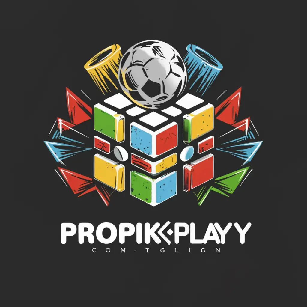 a logo design,with the text "ProPickPlay", main symbol:rubic cube soccer ball fantasy,complex,be used in Entertainment industry,clear background