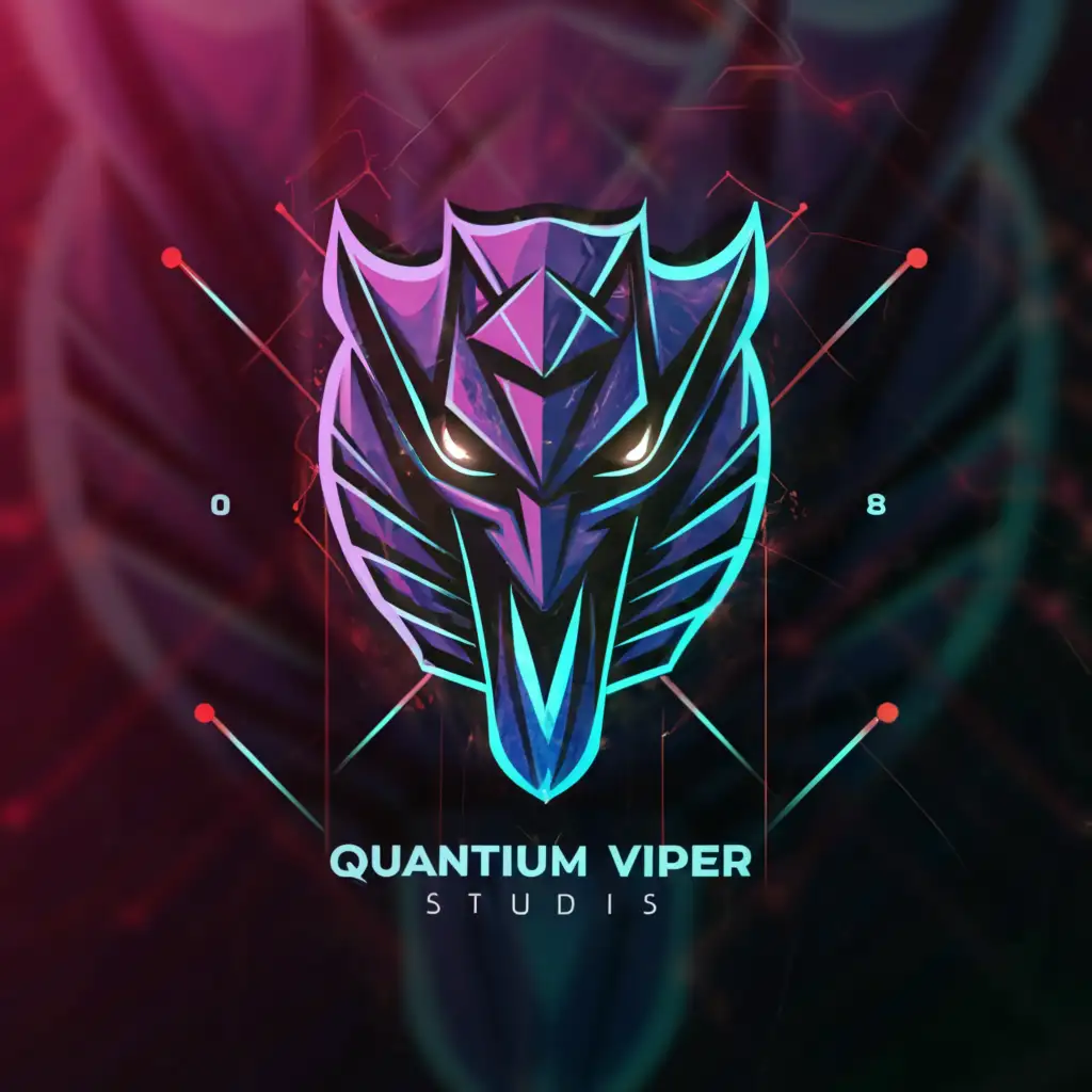 a logo design,with the text "Quantum Viper Studios", main symbol:cybernetic viper showing eye and fang,Moderate,be used in Technology industry,clear background