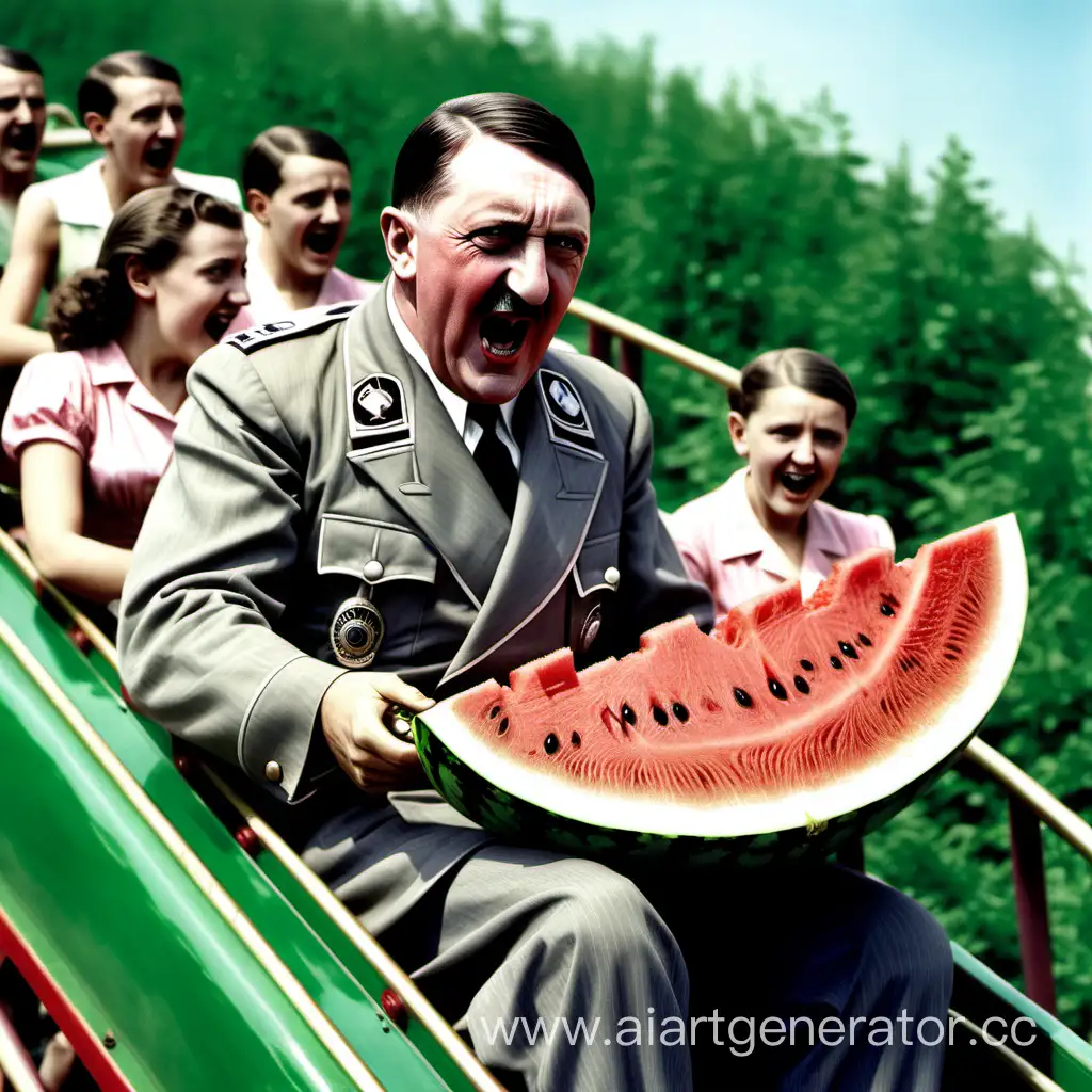 Adolf-Hitler-Enjoying-Watermelon-Ride-on-Roller-Coasters