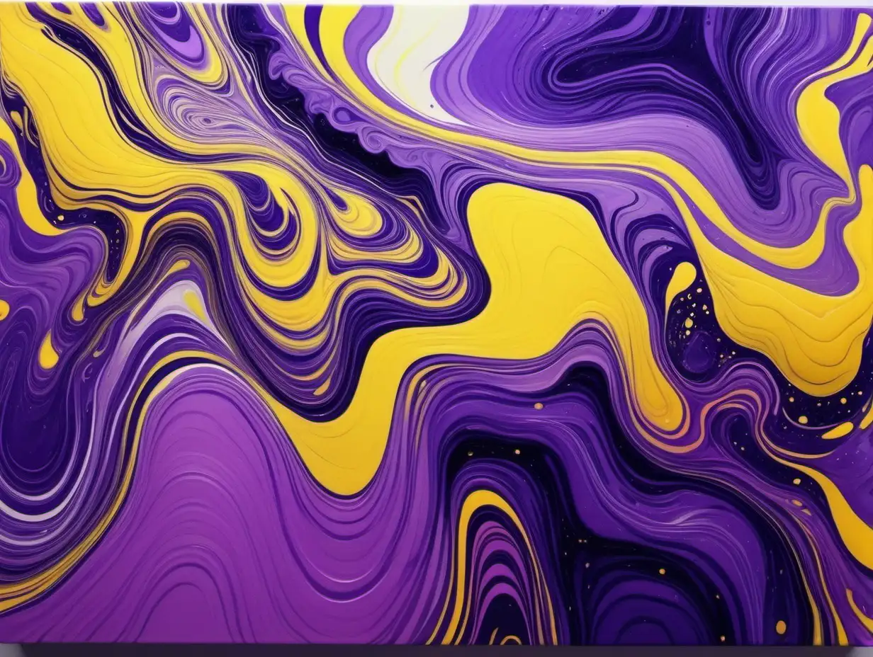 Vibrant Purple and Light Yellow Acrylic Pour Art