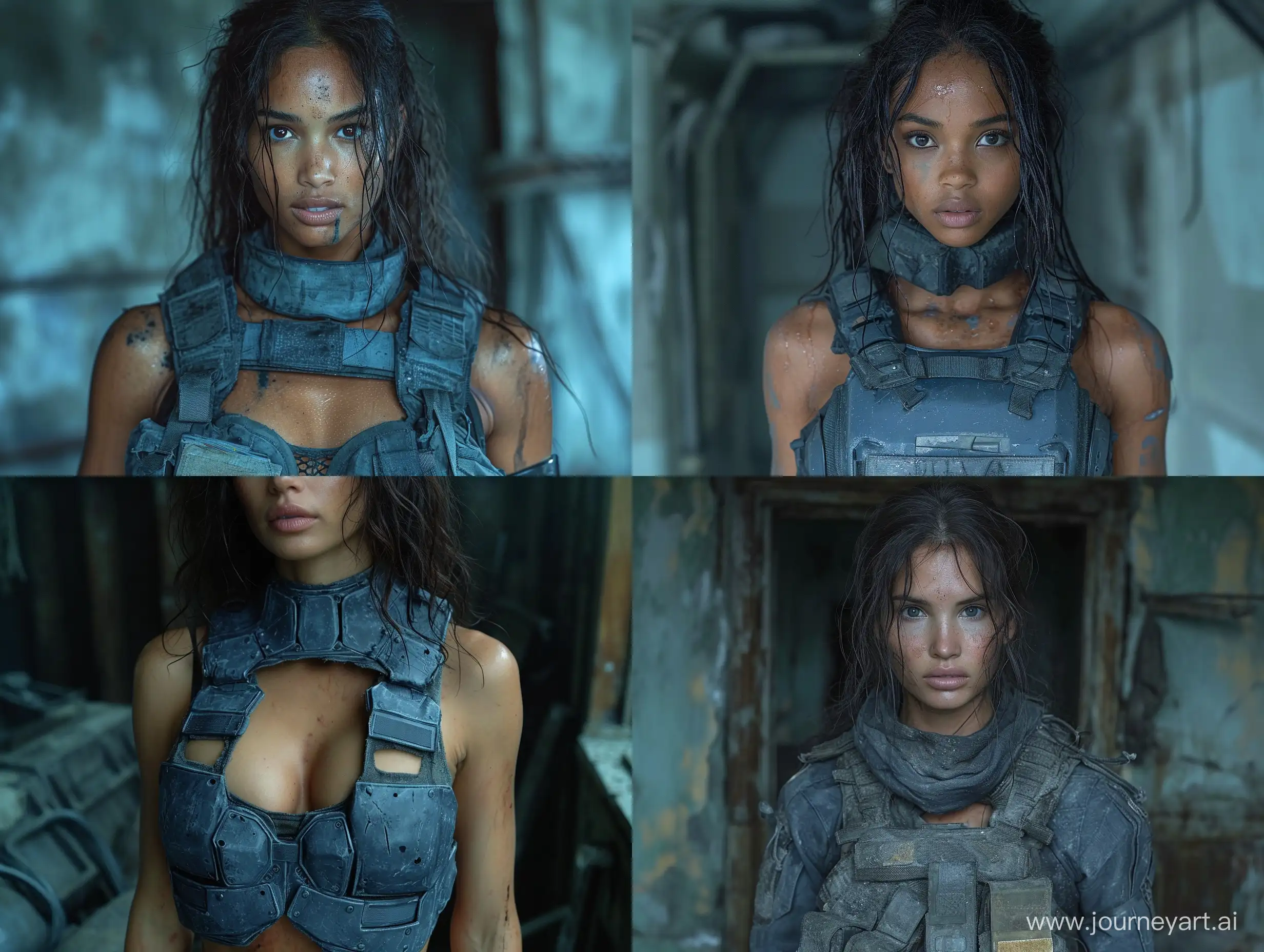 Stylish-Mulatto-Mercenary-Sheva-Alomar-in-Dark-Blue-Tactical-Gear