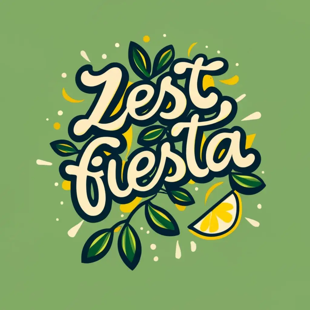 logo, Lemon, Playful lines, Bursting elements, with the text "ZestFiesta", typography