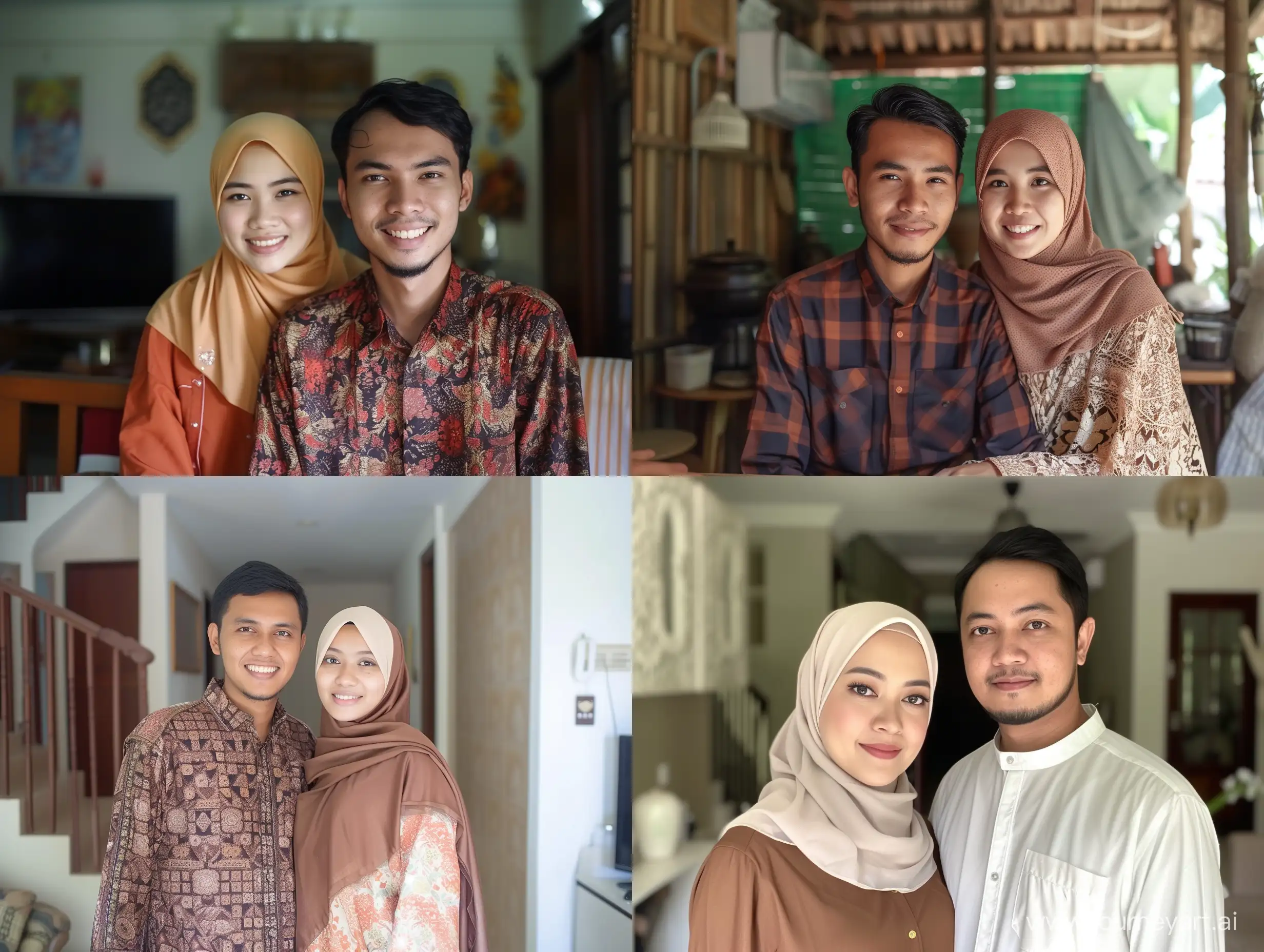 Young-Indonesian-Muslim-Couple-Wearing-Hijab-at-Home