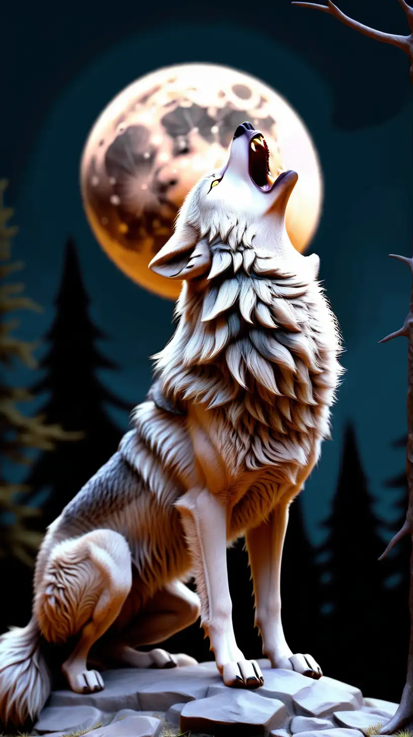 Lone Wolf Howling Beneath the Enchanting Moonlight