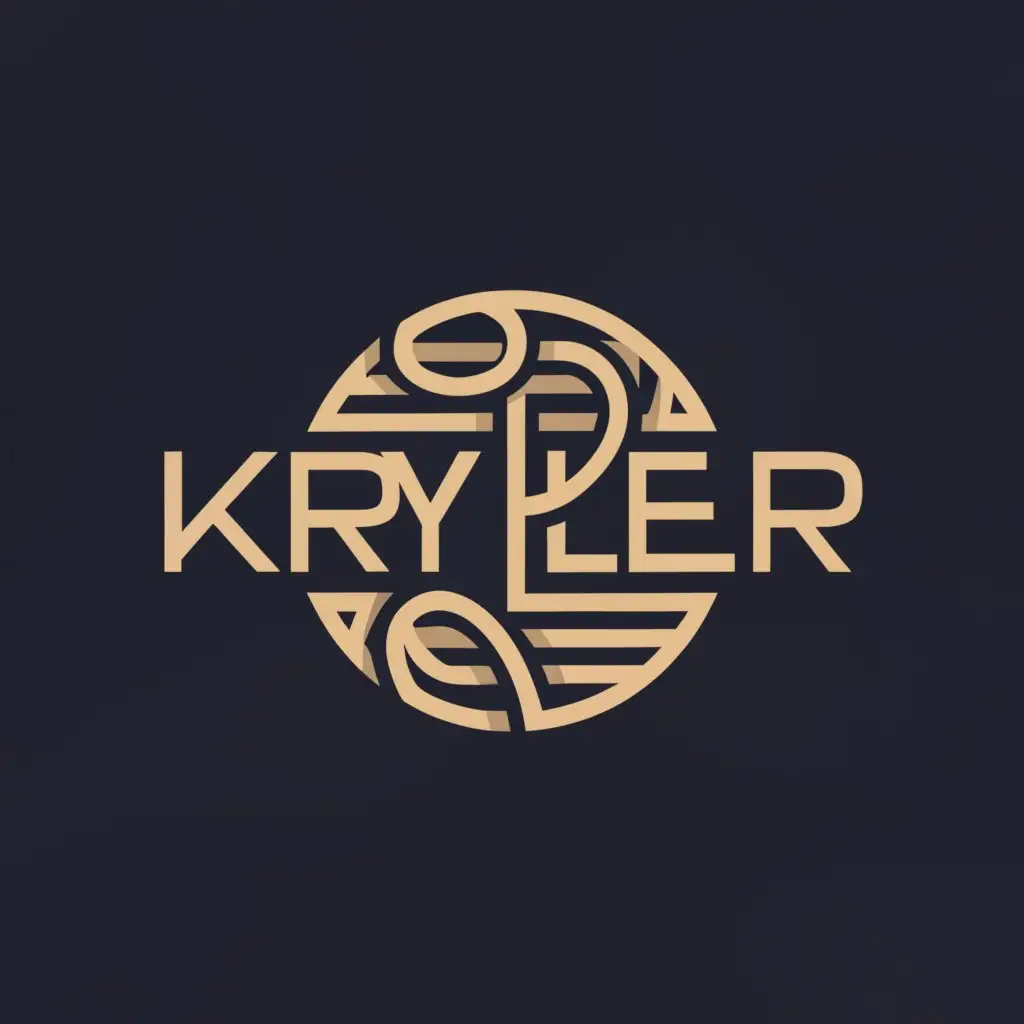 a logo design,with the text "KRYPLER", main symbol:Each letter 	exttt{K, R, Y, P, L, E, and R} inside a circle overlapping letters,Minimalistic,clear background