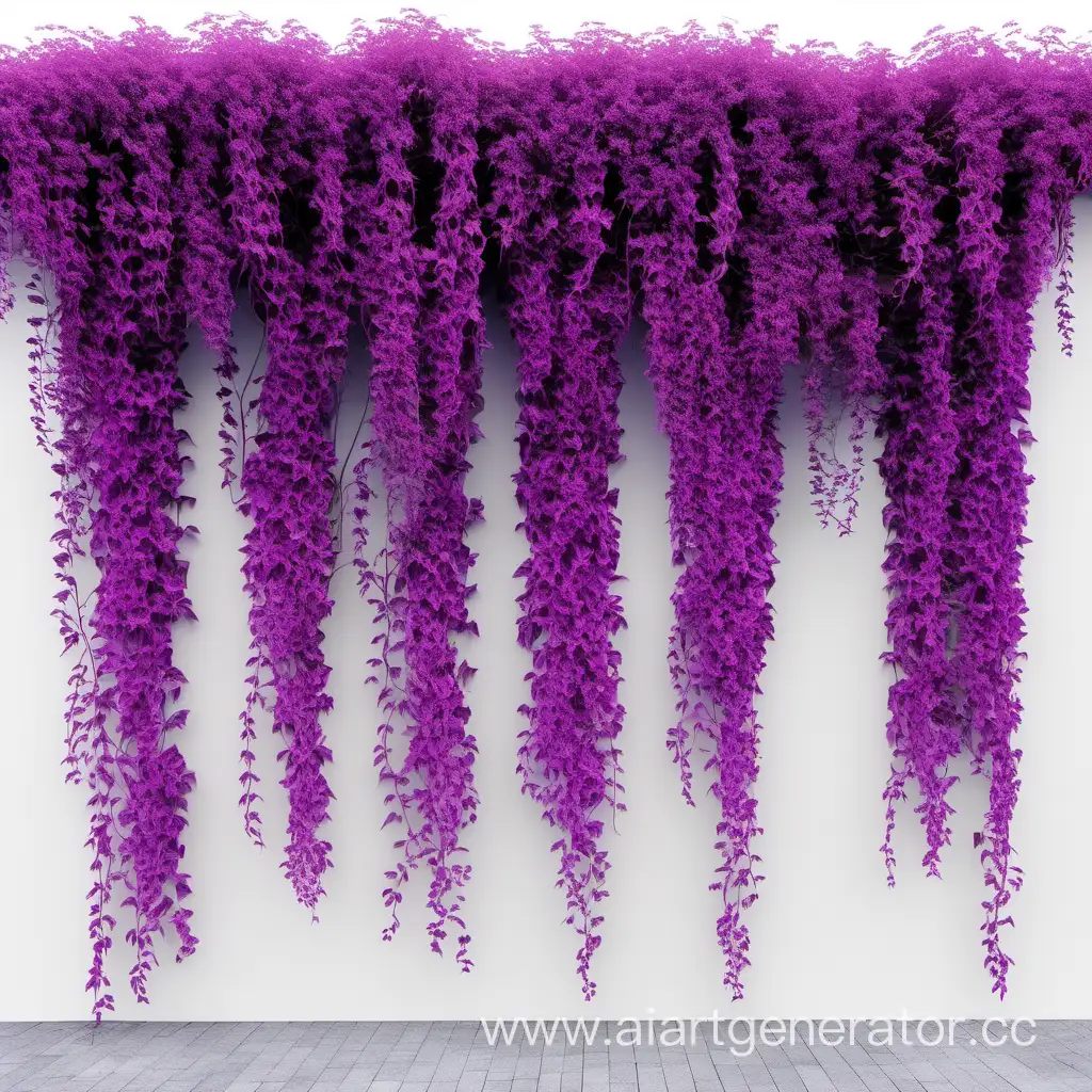 Настенная растительность фиолетовая лоза в столбик на белом фоне