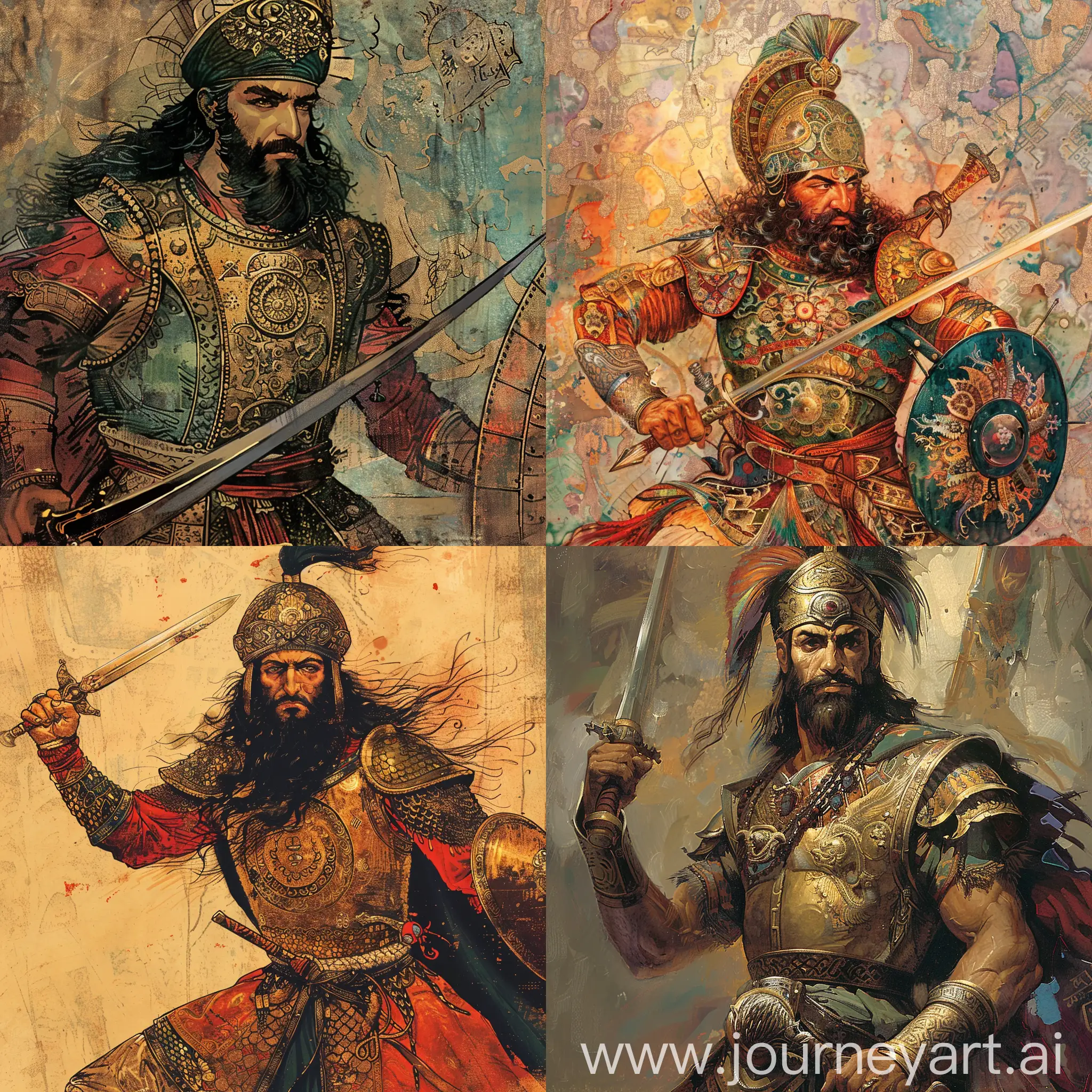 Heroic-Portrait-of-Rostam-the-Iranian-Warrior-from-Shahnameh