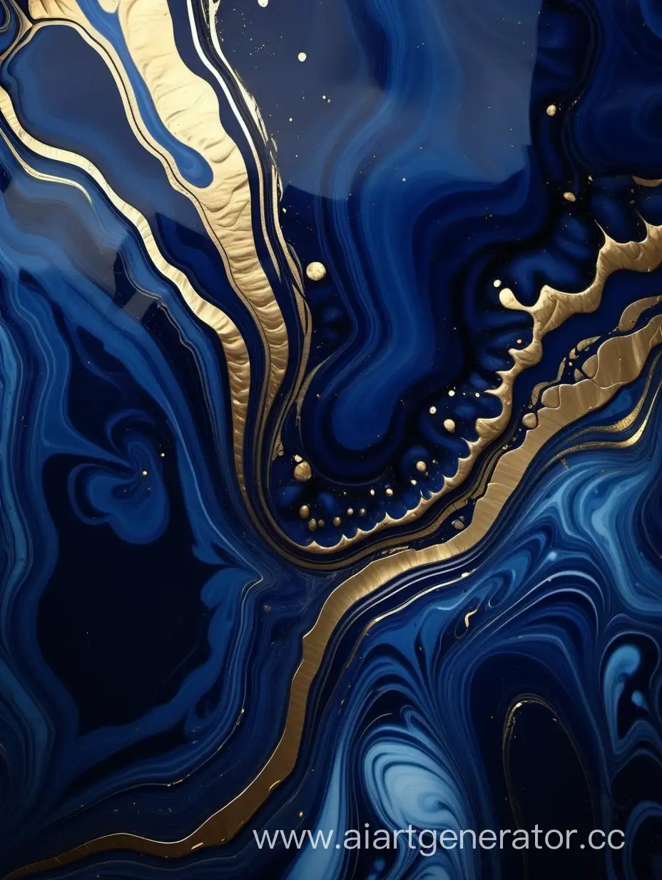 Dark Blue marble texture background. Marble fluid art with golden veins