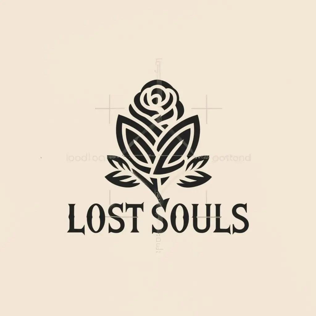a logo design,with the text "lost souls", main symbol:Line Art Rose,Moderate,clear background