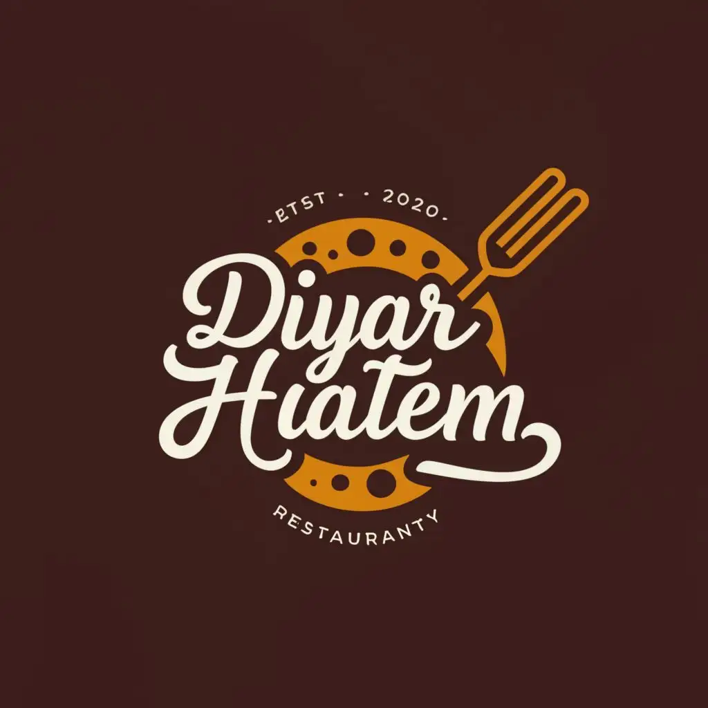a logo design,with the text "Diyar Hatem", main symbol:icon,Moderate,be used in Restaurant industry,clear background