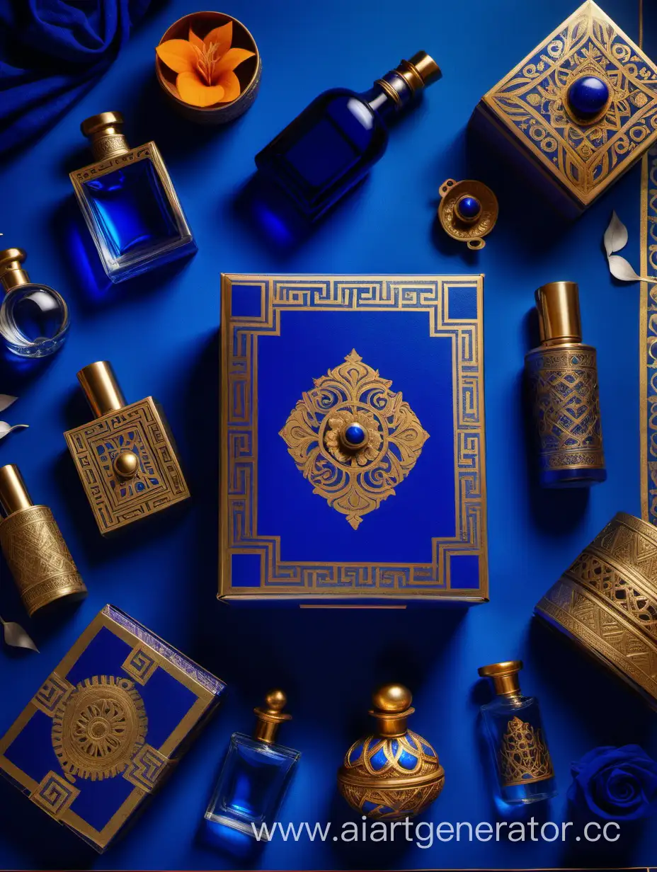 Greek-Fantasy-Perfume-Bottles-in-Royal-Blue-Flatlay