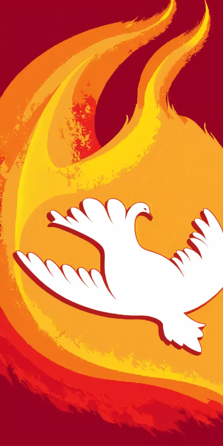 Stylized Psychedelic Dove in Reverse Pentecost Flame