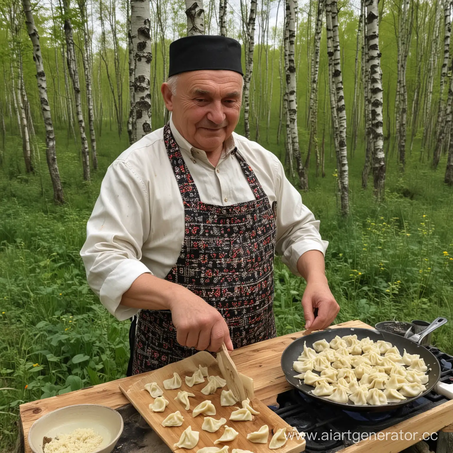 Uncle-Antos-Cooking-Dumplings-with-Birch-Sap-in-Traditional-Belarusian-Attire