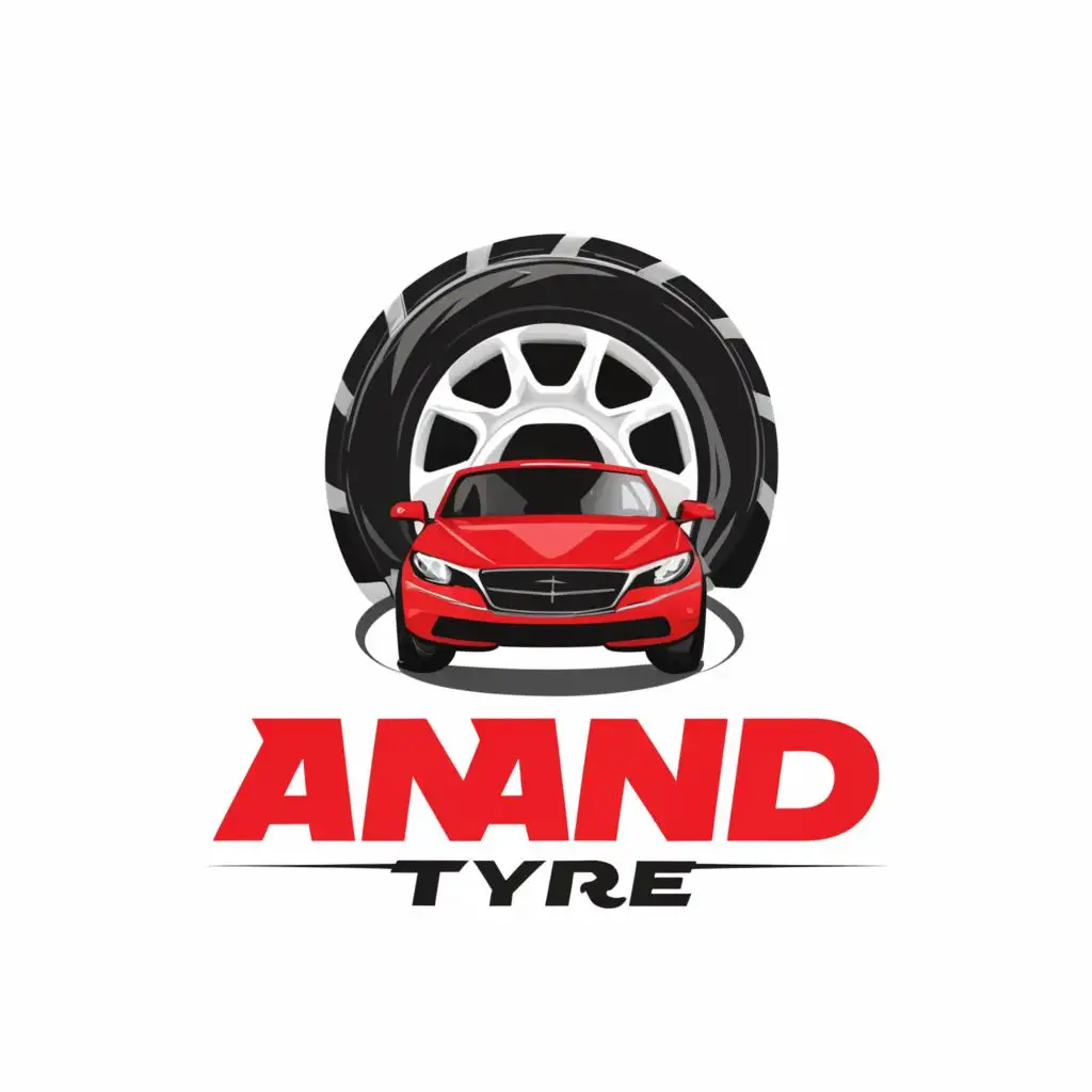 a logo design,with the text "Anand Tyre", main symbol:Tyre, car,Moderate,clear background