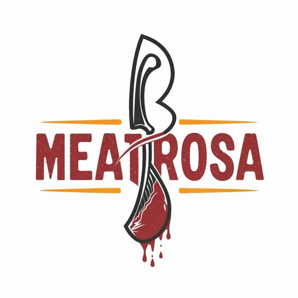 logo, BUTCHER KNIFE,DRIPPING BLOOD, with the text "MEATROSA", typography, be used in Restaurant industry